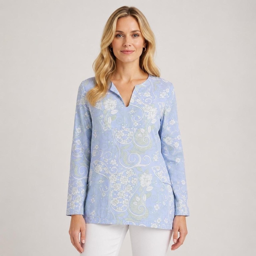 Women's By The Sea Blouse Tunic Paisley Size Large Beach Vacation Resortwear